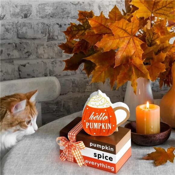 Summer Wooden Tiered Tray Decor Mini Coffee Wooden Book Stack Watermelon Book - Picture 4 of 7